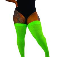 Thick Thigh Tribe Plus Size Thigh High Socks—striped & solid, cotton/acrylic blend with comfort straps. adjustable fit. Wom...