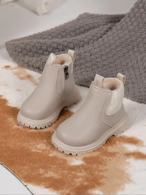 Toddler Boy's Solid Color Zipper Ankle Boots, Casual Comfortable Soft Sole Non-slip Boots for Daily Wear, All Match Boots for...