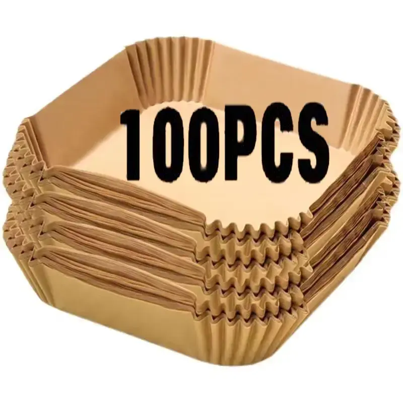 Air Fryer Liner,100pcs Non-stick Oil-proof Waterproof Parchment Paper,Multi-purpose for Baking,Roasting,Kitchen Accessories f...