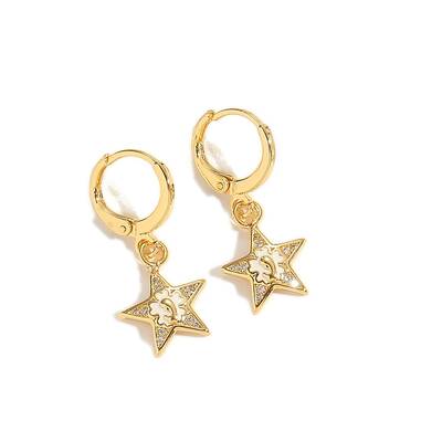 Golden Brass Micro Pave Clear Cubic Zirconia Leverback Earrings
