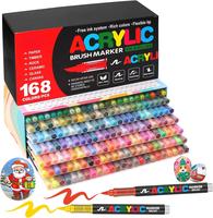 Acrylic Paint Marker Set, 12/24/36/72/120/168 pcs Soft Brush Tip Paint Pens Markers for Rock Painting, DIY Craft Making, Back...