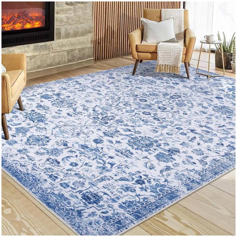 Garvee 5x7 Rug for Living Room Washable Rugs Boho Rug for Bedroom Vintage Rug Non Slip Carpet Floral Throw Rugs Stain Resista...