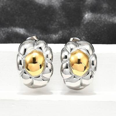 304 Stainless Steel Two-tone Stud Earrings for Women