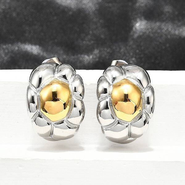 304 Stainless Steel Two-tone Stud Earrings for Women