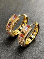 1 Pair Artificial Gemstone Hollow Out Hoop Earrings,  Mother's Day Gift, Fashion Elegant Women's Jewelry for Party, Trendy Da...