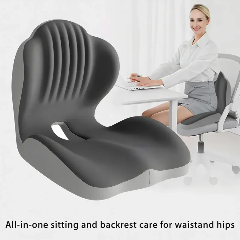 Ergonomic Memory Foam Study Seat – 2-in-1 Back & Hip Support Cushion for Students | Perfect for Dorm Desks, Online Classes ...