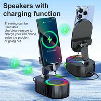 AKLLCCR 5-in-1 Power Bank with Wireless Induction Audio Bluetooth Speaker & Cellphone Stand Usb Cable Emergency charging (300...