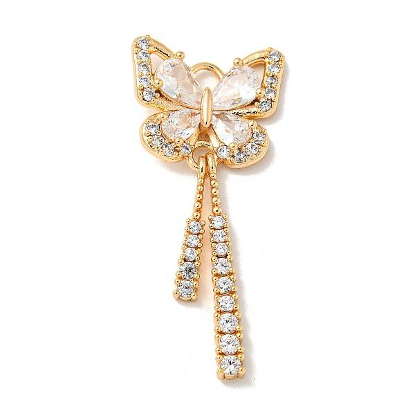 Brass Micro Pave Clear Cubic Zirconia Studs Pendants