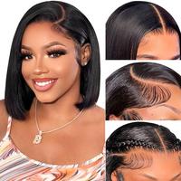 Glueless Bob Wig Human Hair 180 Density Glueless Wigs Human Hair Pre Plucked Pre Cut 5x5 Closure Wigs Human Hair Bob Lace Fro...