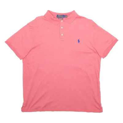POLO RALPH LAUREN Mens Polo Shirt Pink Short Sleeve L