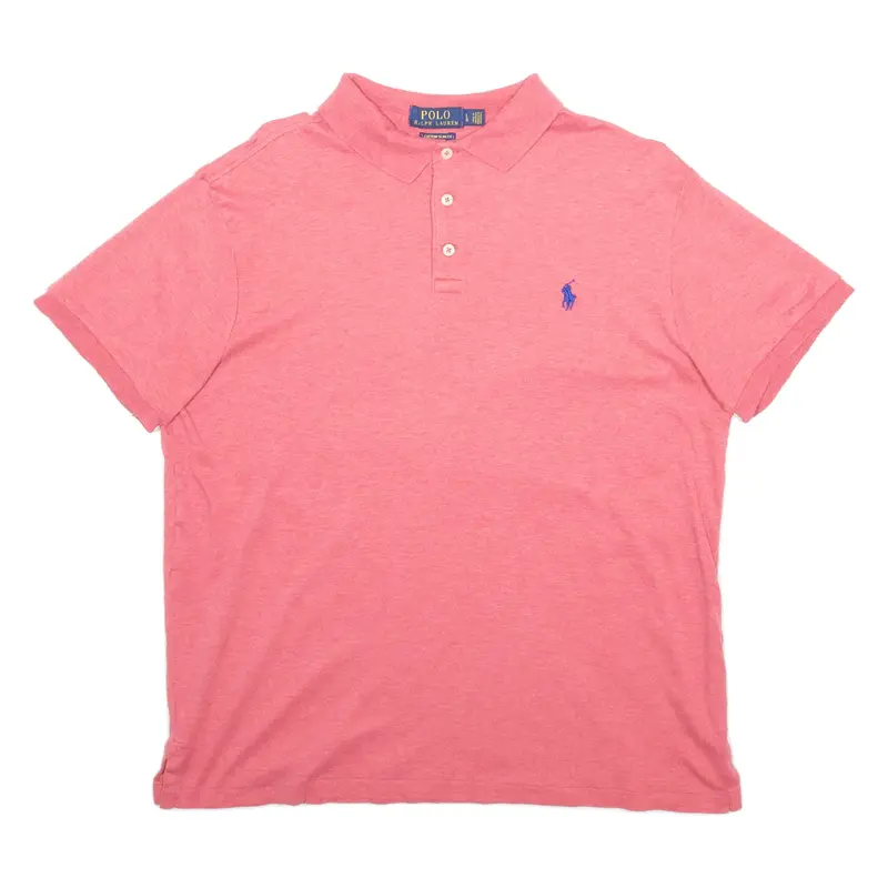 POLO RALPH LAUREN Mens Polo Shirt Pink Short Sleeve L