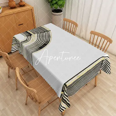 Aperturee Black Gold Stripes Modern Rectangle Tablecloth, 52 x 70 inch, 30.82 USD, rectangle tablecloths, ZJY04998-A