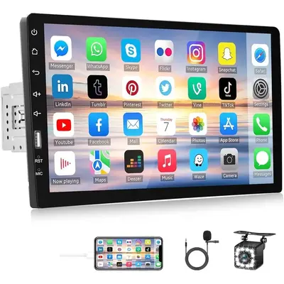 9 Inch Single Din HD Touch Screen Car Stereo with Bluetooth with Backup Camera + External Microphone + FM MP5 Player Car Audi...