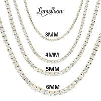 3-10MM Round Cut Miami Tennis Necklace All Size Range Available(16-30 Inches) Iced Out Cuban Link Chain for Men & Women, Perf...
