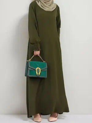 Women's Solid Long Sleeve High Neck Dress, Casual Fashion Long Dress for Daily Outdoor Wear, Women's Islamic Clothing for All...