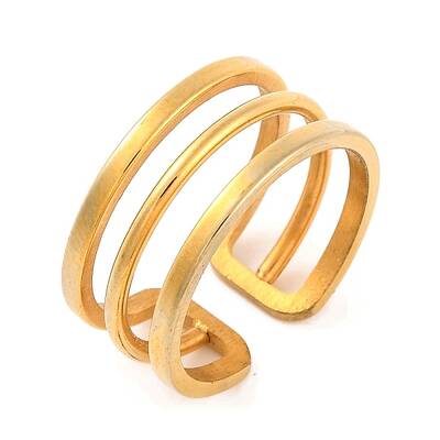 Ion Plating(IP) 304 Stainless Steel Hollow Multi-layer Open Cuff Finger Rings for Women