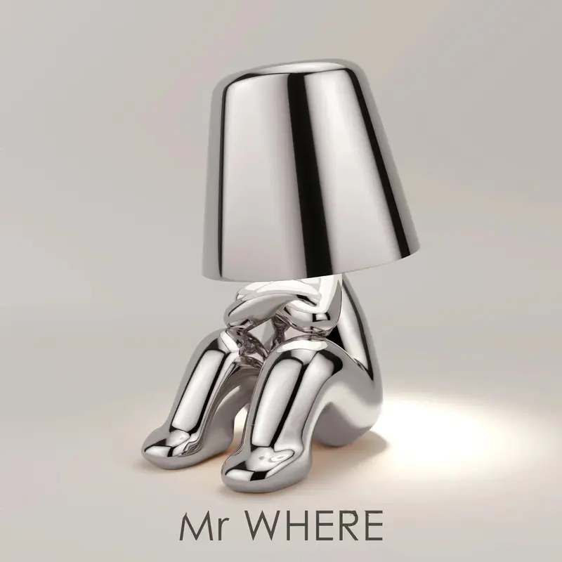 Thinker Small Gold Statue Desk Lamp USB Charging Decorative Table Lamp Touch Atmosphere | format: 803 Silver