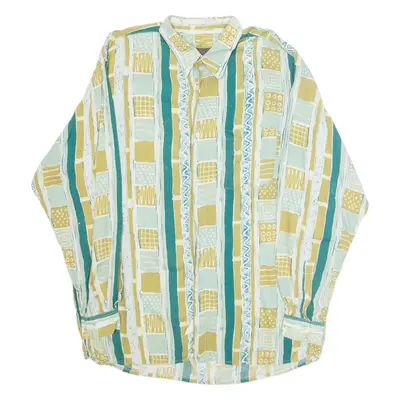 DECADE Mens Shirt Green Crazy Pattern Long Sleeve XL