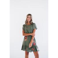 Cammy Short Sleeve Dress in Olive