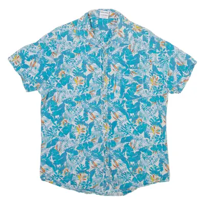 PIERO CONTE Mens Shirt Blue Linen Floral M