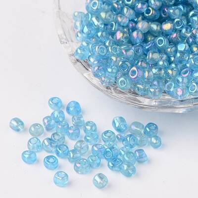 6/0 Transparent Rainbow Colours Round Glass Seed Beads