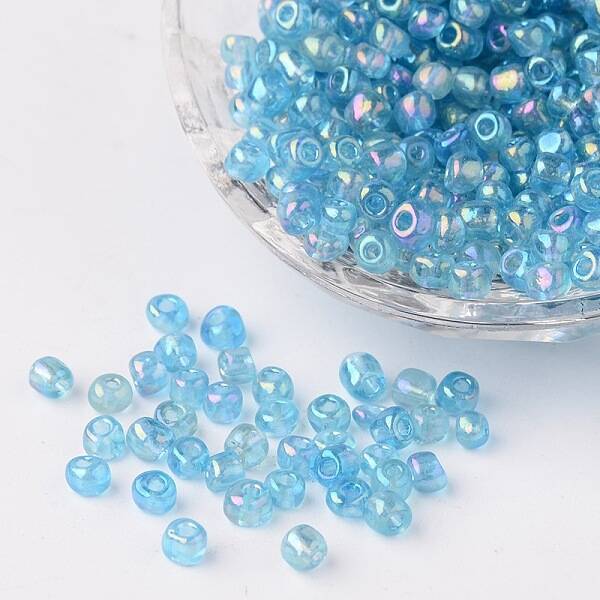 6/0 Transparent Rainbow Colours Round Glass Seed Beads