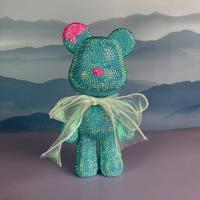 DIY Rhinestone - pasting Adorable Peacock - blue Teddy Bear Plush Handmade Decoration #DIYCrafts #LuxuryDecor #PlushieArt #Di...