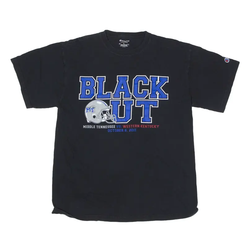 CHAMPION Black Out 2011 USA T-Shirt Black Short Sleeve Mens L