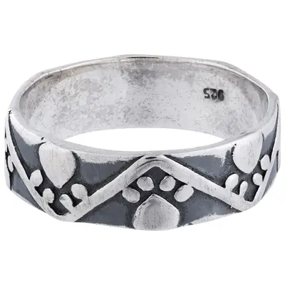 Zig Zag Paw Sterling Silver Ring - 8