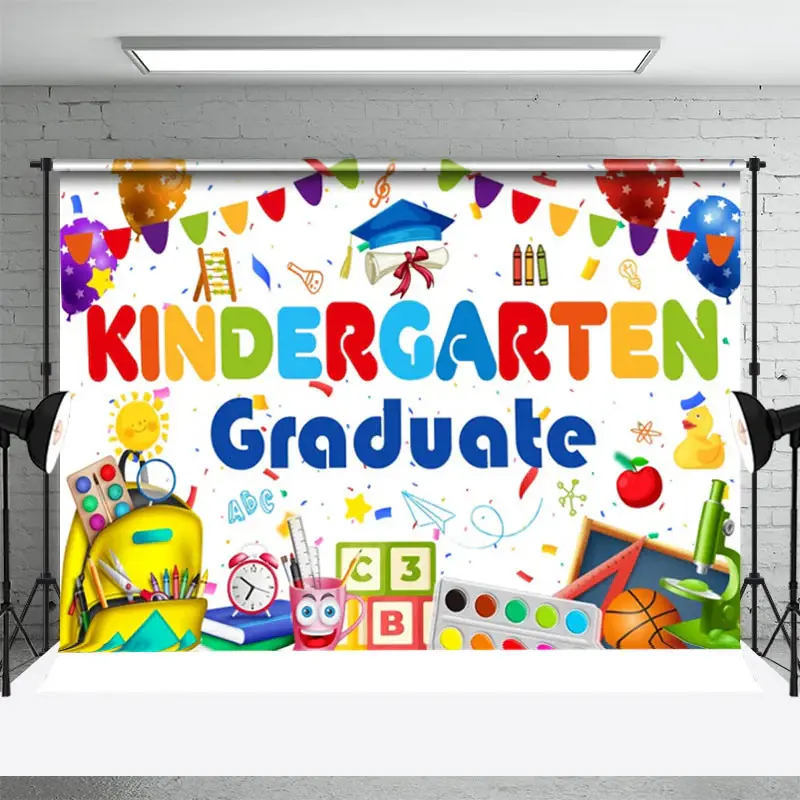 Colors Study Stuff Ribbon White Graduation Backdrop - Aperturee