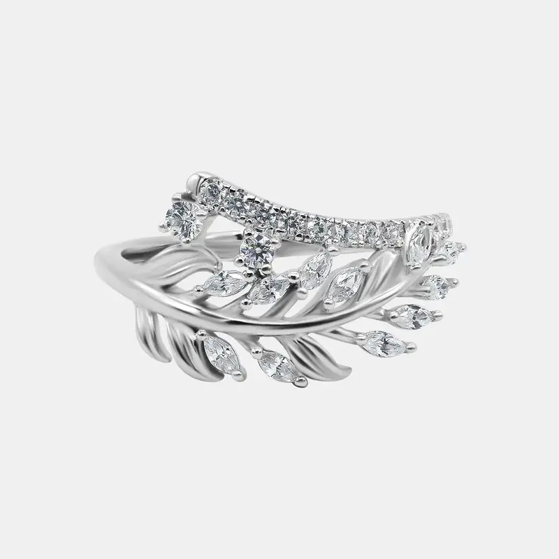 【743】Cubic Zirconia Lvy Vine Tension-Set Ring– Elegant and Classic Choice for Engagement, Wedding, or Anniversary Gift
