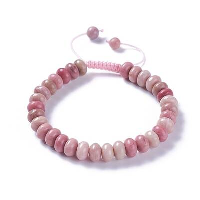 Adjustable Natural Rhodonite Braided Bead Bracelets
