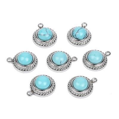 Synthetic Turquoise Half Round Charms