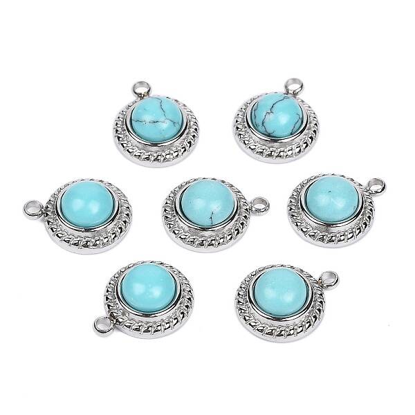 Synthetic Turquoise Half Round Charms