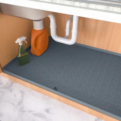 AEXPF Kitchen Under Sink Mat for Waterproof Under Sink Tray Cabinet Under Sink Liner with Drain Hole, 33.4\