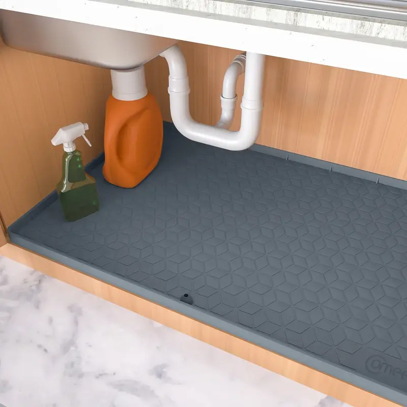 AEXPF Kitchen Under Sink Mat for Waterproof Under Sink Tray Cabinet Under Sink Liner with Drain Hole, 33.4\