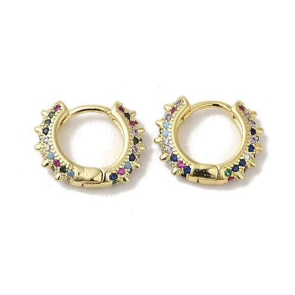 Rack Plating Brass Micro Pave Cubic Zirconia Huggie Hoop Earrings for Women
