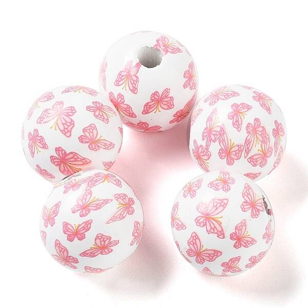 Easter Theme Printed Wood European Beads