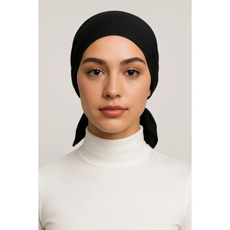 Bamboo Jersey Mesh Tie Back Undercap Set in Black and Ivory