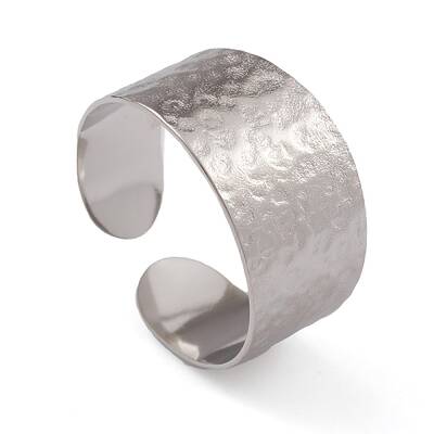 Non-Tarnish 304 Stainless Steel Textured Open Cuff Rings for Women