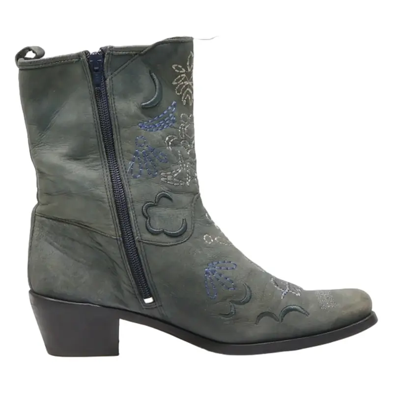 SQUITOS Cowboy Boots Grey Leather Womens UK 6