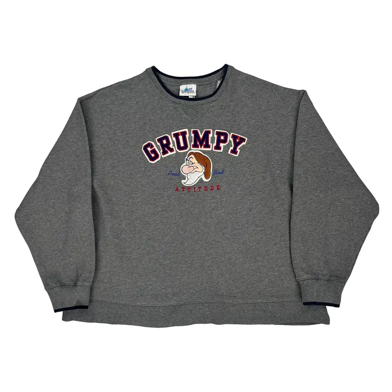 Grumpy Disney Graphic Sweatshirt - 2XL Grey Cotton Blend