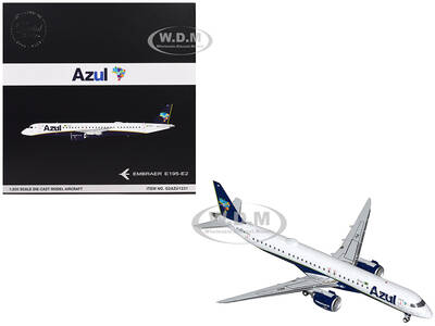 Embraer E195-E2 Commercial Aircraft Azul Brazilian Airlines (PS-AEH) White with Blue Tail Gemini 200 Series 1/200 Diecast Mod...