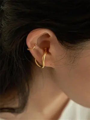 Women's 1 Pair Plain Casual Copper Ear Cuff,  Snug Pierced Earrings, Casual Trendy Ear Cuff, Fashionable Jewelry for Daily & ...