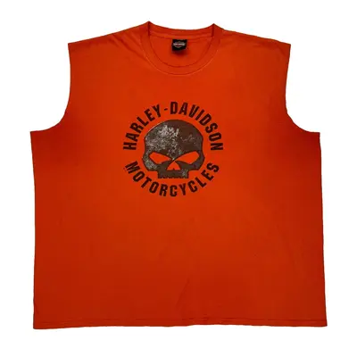 Harley Davidson Graphic Vest - 3XL Orange Cotton