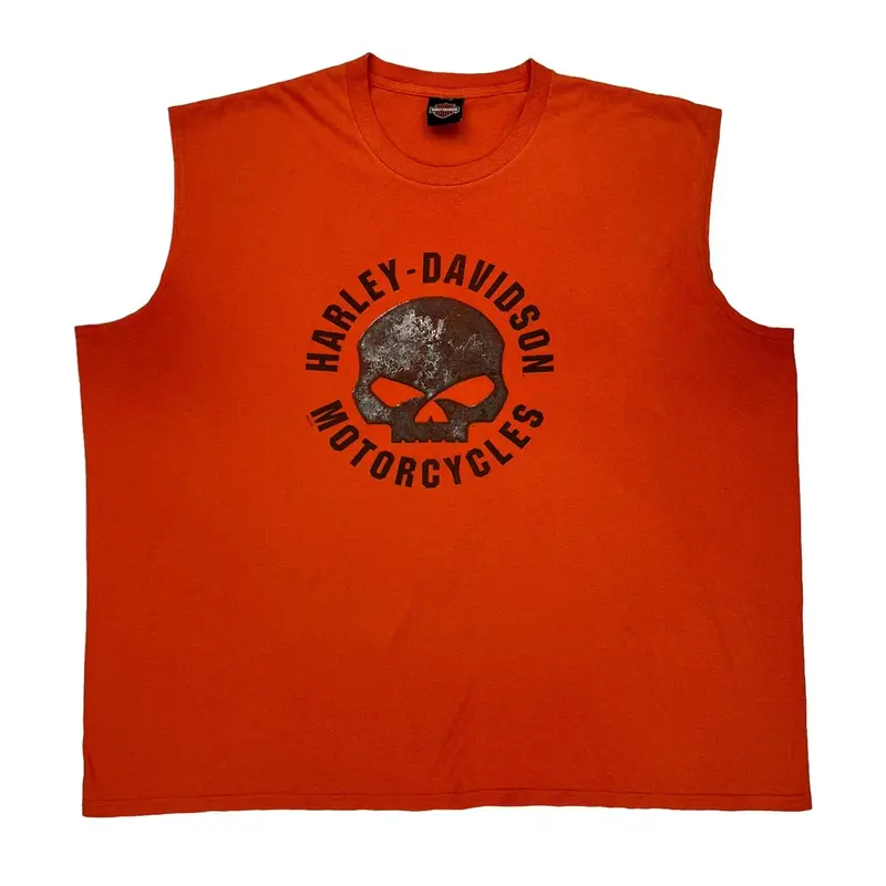 Harley Davidson Graphic Vest - 3XL Orange Cotton