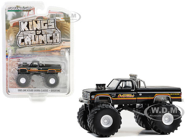 1985 GMC K3500 Sierra Classic Monster Truck Black Overtime Kings of Crunch Series 14 1/64 Diecast Model Car by Greenlight