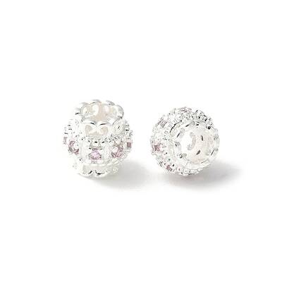 Brass Micro Pave Cubic Zirconia European Beads