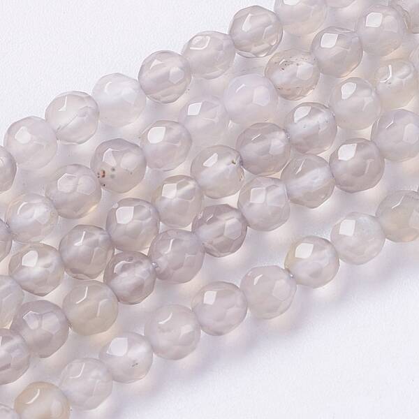 Natural Grey Agate Beads Strands