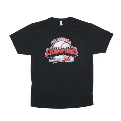 JERZEES TPR Baseball Champions USA T-Shirt Black Short Sleeve Mens L